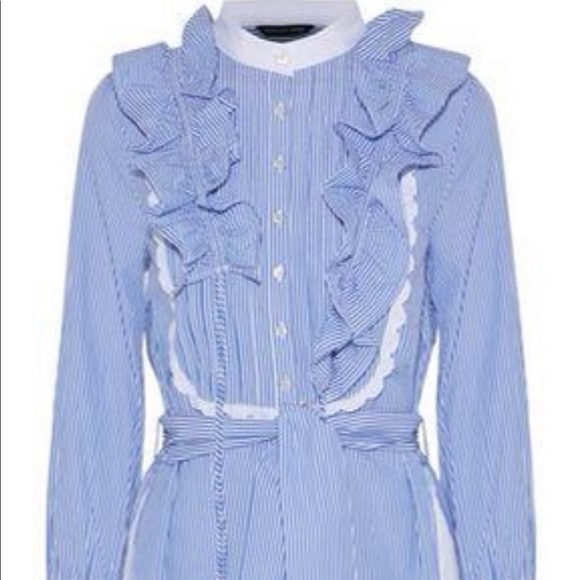 Marissa Webb ruffle striped blue sleeve dress - Picture 3 of 7